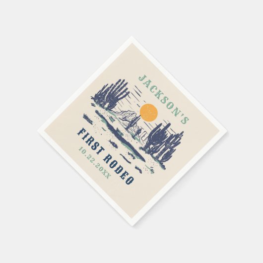 ヴィンテージデザートウエスタンワイルドウェスト1st誕生日 スタンダードカクテルナプキン (角)