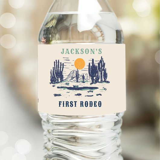 ヴィンテージデザートウエスタンワイルドウェスト1st誕生日 ペットボトルラベル