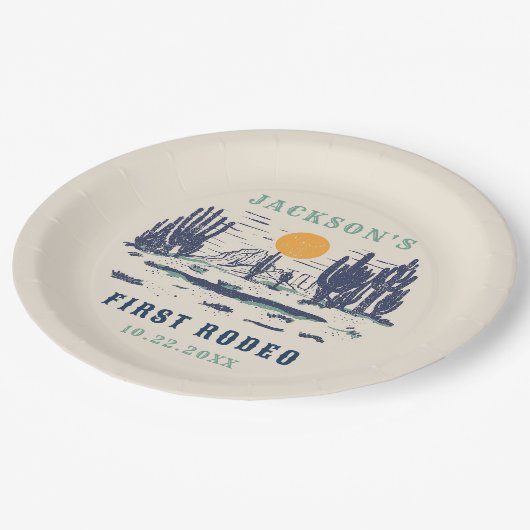 ヴィンテージデザートウエスタンワイルドウェスト1st誕生日 ペーパープレート (アングル)