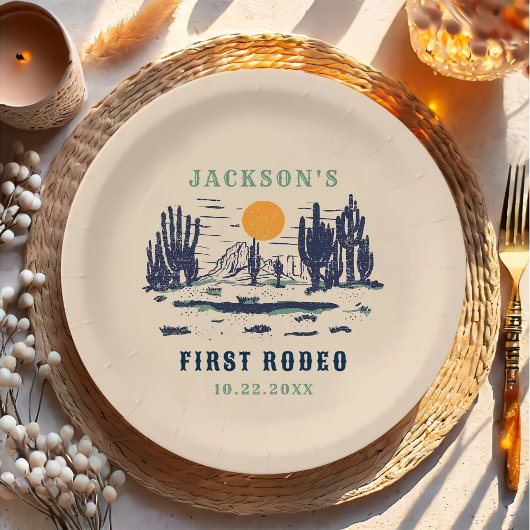 ヴィンテージデザートウエスタンワイルドウェスト1st誕生日 ペーパープレート