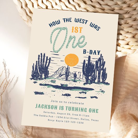 ヴィンテージデザートウエスタンワイルドウェスト1st誕生日 招待状