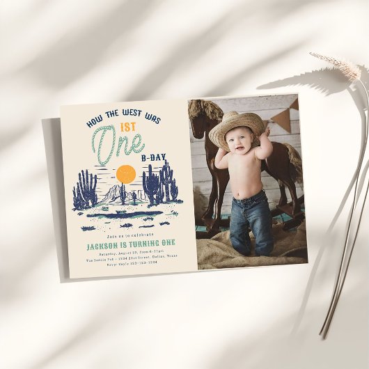 ヴィンテージデザートウエスタンワイルドウェスト1st誕生日 招待状