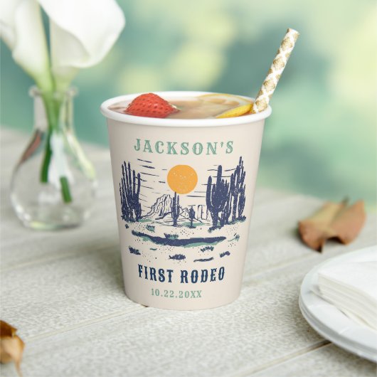 ヴィンテージデザートウエスタンワイルドウェスト1st誕生日 紙コップ (インサイチュ)
