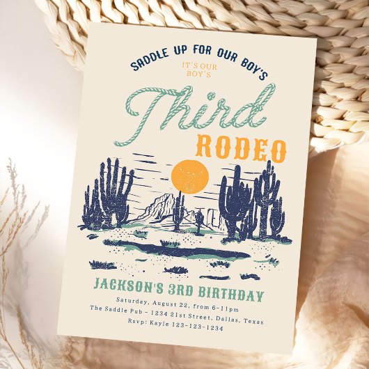ヴィンテージデザートウエスタンワイルドウェスト3rd誕生日 招待状