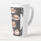 ヴィンテージデザートケーキ飾つや消しのレトロ カフェラテマグ (右アングル)