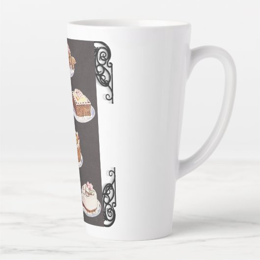 ヴィンテージデザートケーキ飾つや消しのレトロ カフェラテマグ (右)