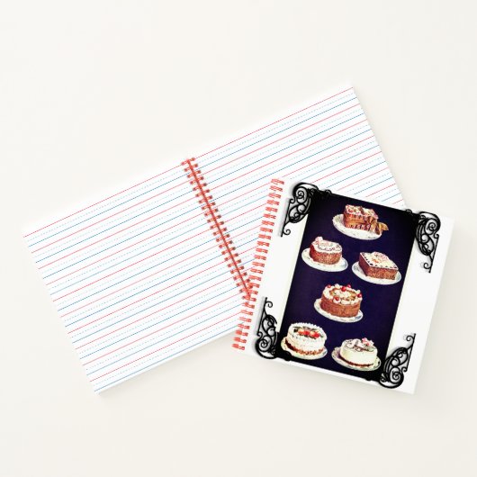 ヴィンテージデザートケーキ飾つや消しのレトロ ノートブック (内部)