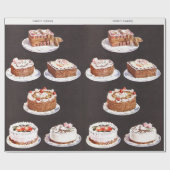 ヴィンテージデザートケーキ飾つや消しのレトロ ラッピングペーパー (フラット)