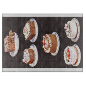 ヴィンテージデザートケーキ飾つや消しの赤黒 カッティングボード (正面)