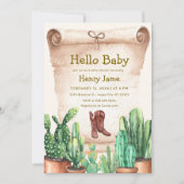 ヴィンテージデザートサボスカウボーイブーツ赤ちゃんシャワー 招待状 (正面)