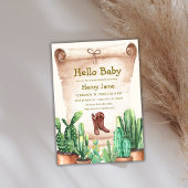 ヴィンテージデザートサボスカウボーイブーツ赤ちゃんシャワー 招待状