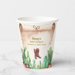 ヴィンテージデザートサボスカウボーイブーツ赤ちゃんシャワー 紙コップ