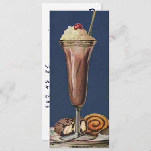 ヴィンテージデザートチョコレートシェイクバースデーパーティー 招待状 (正面/裏面)