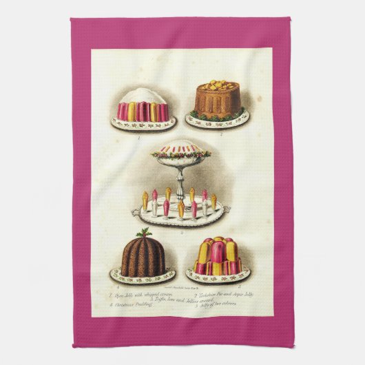 ヴィンテージデザートパイとケーキ キッチンタオル (縦)