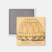 ヴィンテージデザートレモンクリームケーキイラストレーション マグネット (正面/裏面)
