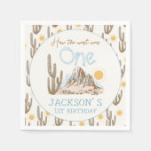 ヴィンテージデザートワイルドウエストウェスタン誕生日 スタンダードカクテルナプキン (正面)