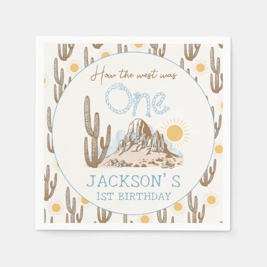 ヴィンテージデザートワイルドウエストウェスタン誕生日 スタンダードカクテルナプキン (正面)