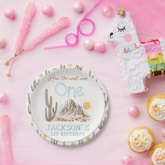 ヴィンテージデザートワイルドウエストウェスタン1st誕生日 ペーパープレート (パーティー)