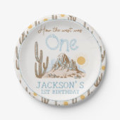 ヴィンテージデザートワイルドウエストウェスタン1st誕生日 ペーパープレート (正面)