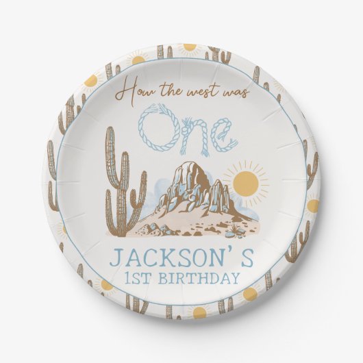 ヴィンテージデザートワイルドウエストウェスタン1st誕生日 ペーパープレート (正面)