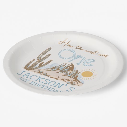 ヴィンテージデザートワイルドウエストウェスタン1st誕生日 ペーパープレート (アングル)