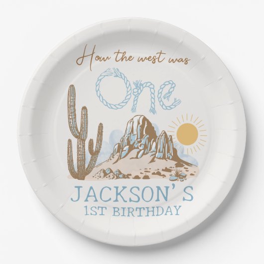 ヴィンテージデザートワイルドウエストウェスタン1st誕生日 ペーパープレート (正面)