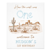 ヴィンテージデザートワイルドウエスト1stバースデーウェルカムサイン フォトプリント            (正面)