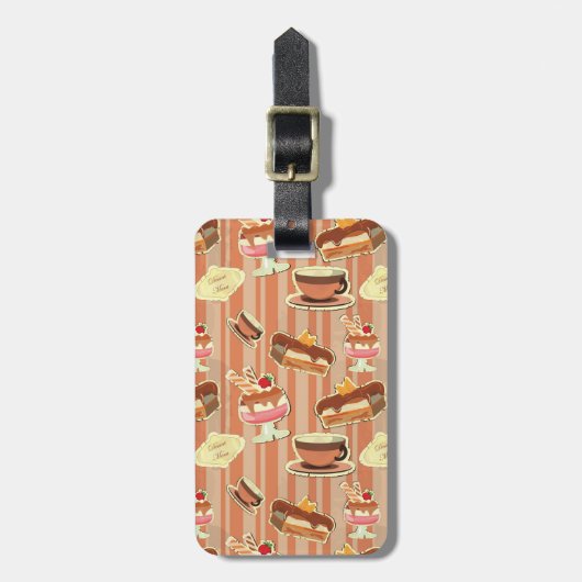 ヴィンテージデザート付きデザートカード ラゲッジタグ (正面縦)