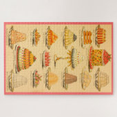 ヴィンテージデザート桃金ゴールドケーキパイ食品表 ジグソーパズル (横)