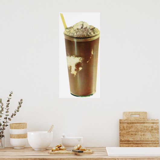 ヴィンテージデザート、チョコレートシェイクとホイップクリーム ポスター (キッチン)