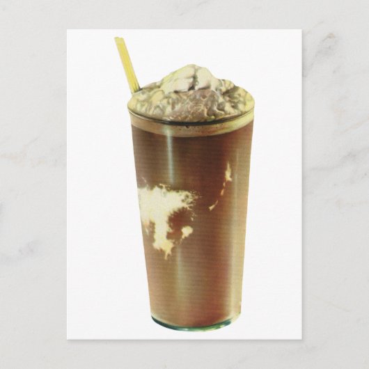 ヴィンテージデザート、チョコレートシェイクとホイップクリーム ポストカード (正面)