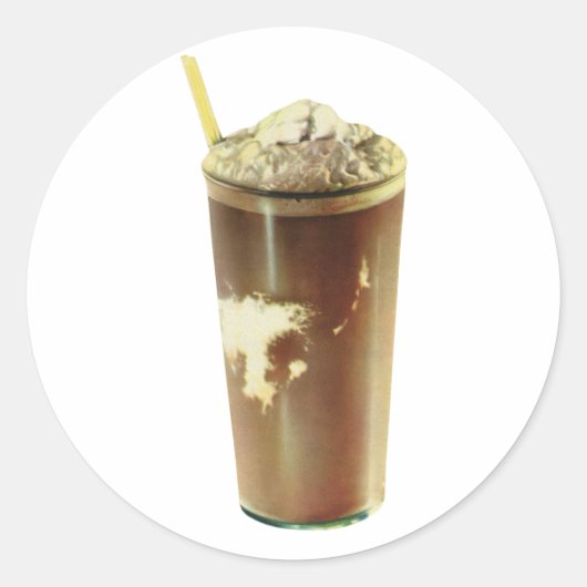 ヴィンテージデザート、チョコレートシェイクとホイップクリーム ラウンドシール (正面)