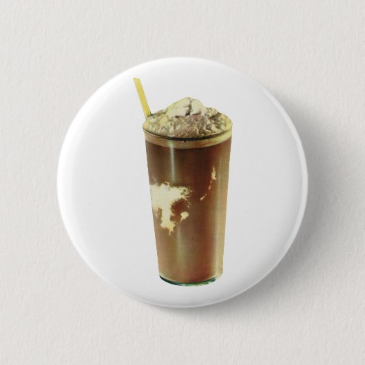 ヴィンテージデザート、チョコレートシェイクとホイップクリーム 缶バッジ (正面)