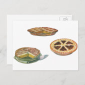 ヴィンテージデザート、感謝祭パイ、ペカンカボチャ ポストカード (正面/裏面)