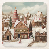 ヴィンテージデジタルジンガーブレッド村 スクエアペーパーコースター (正面)