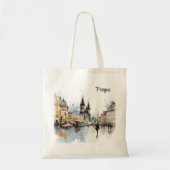 ヴィンテージデジタル歴史的な旧市街プラハ。 トートバッグ (正面)