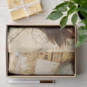 ヴィンテージデスクのトップ紙バラと羽毛 薄葉紙 (ギフト)