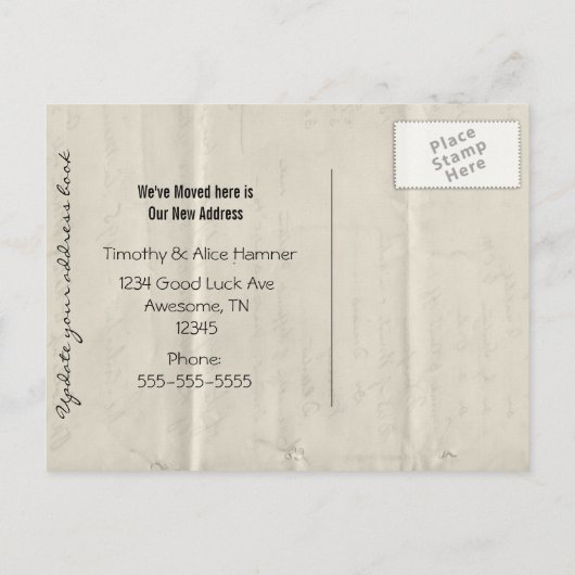 ヴィンテージデスクはがき引っ越しました 案内ポストカード (裏面)