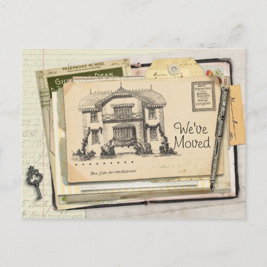 ヴィンテージデスクはがき引っ越しました 案内ポストカード (正面)