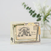 ヴィンテージデスクはがき引っ越しました 案内ポストカード (スタンド正面)