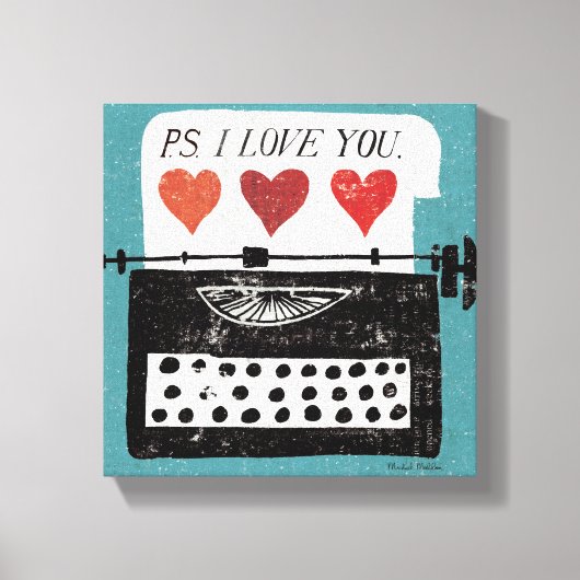 ヴィンテージデスクトップ – Typewriter キャンバスプリント (正面)