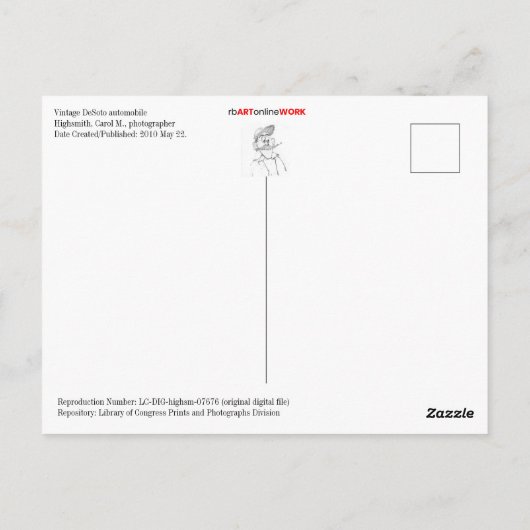 ヴィンテージデソトフロントエンド ポストカード (裏面)