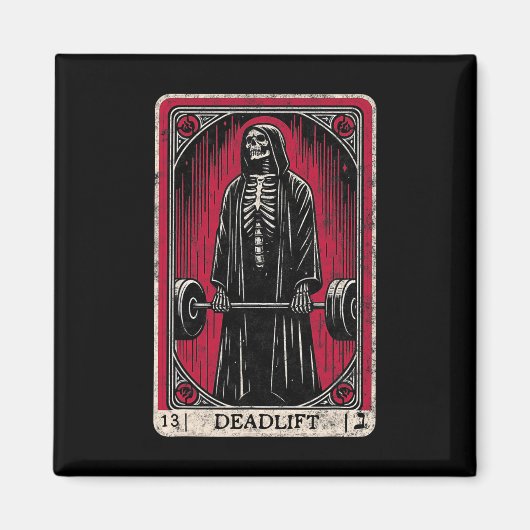 ヴィンテージデッドリフトスケルトンハロウィーンジムチャークウェイグ マグネット (正面)