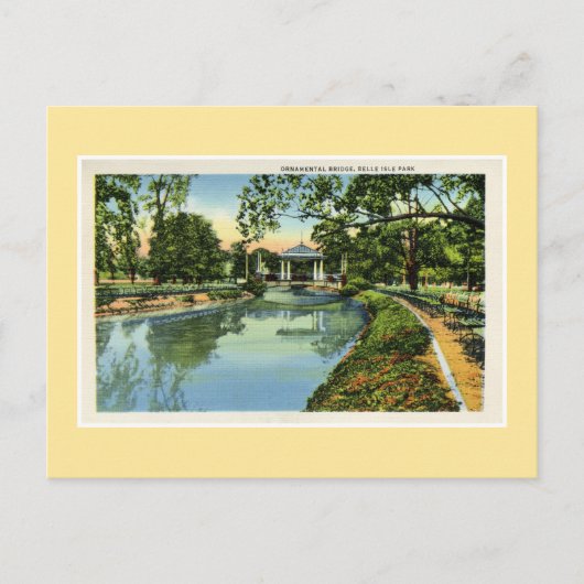 ヴィンテージデトロイトベルアイルパークブリッジ ポストカード (正面)