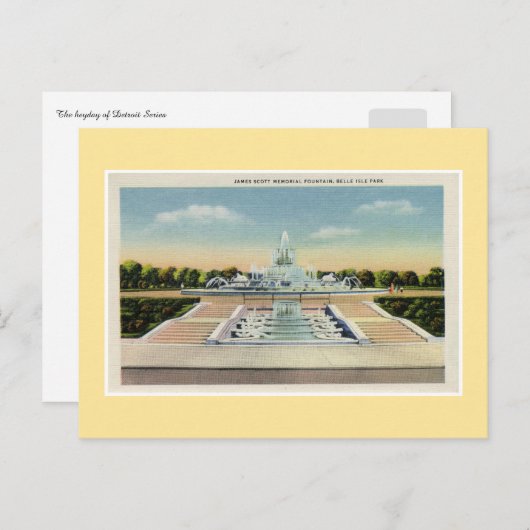 ヴィンテージデトロイトベルアイルメモリアル噴水 ポストカード (正面/裏面)