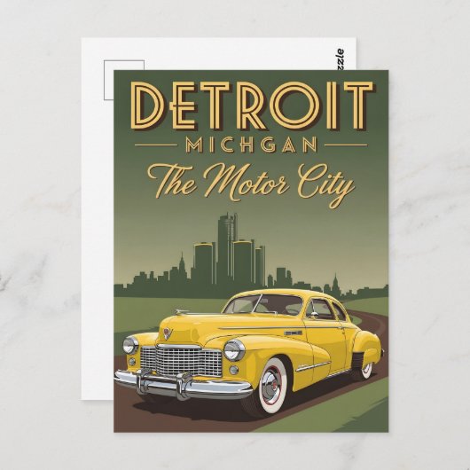 ヴィンテージデトロイトミシガンザモーターシティ ポストカード (正面/裏面)
