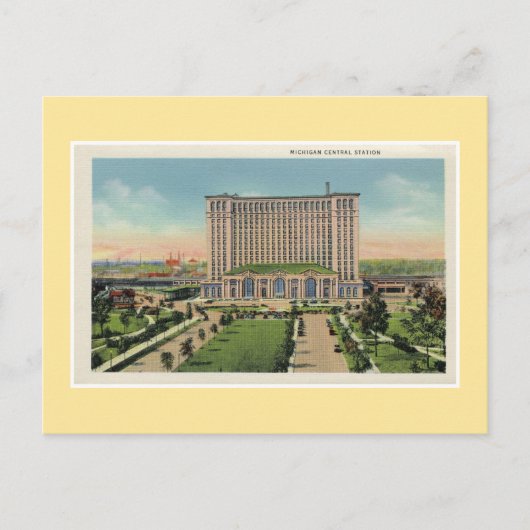 ヴィンテージデトロイトミシガンセントラルステーション ポストカード (正面)