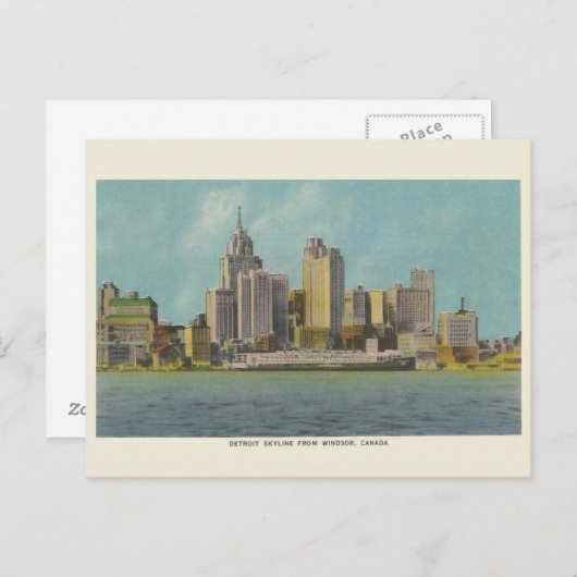 ヴィンテージデトロイトミシガン旅行はがき ポストカード (正面/裏面)