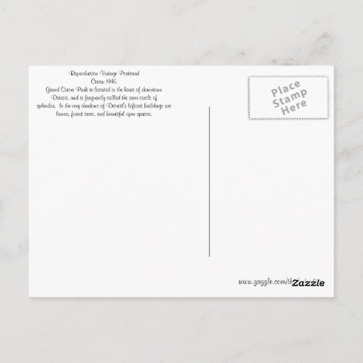 ヴィンテージデトロイトミシガン ポストカード (裏面)