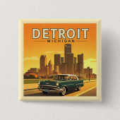 ヴィンテージデトロイトミシガン 缶バッジ (正面)